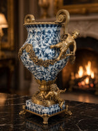 Louis XVI Blue & White Porcelain Ormolu Vase