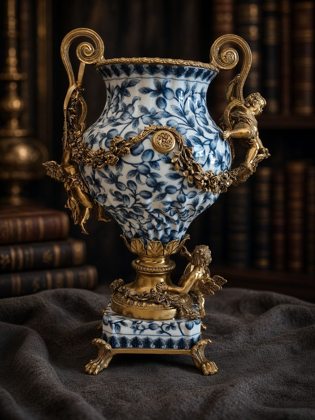 Louis XVI Blue & White Porcelain Ormolu Vase