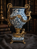 Louis XVI Blue & White Porcelain Ormolu Vase