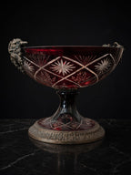 Vintage Ruby Crystal Pedestal Bowl