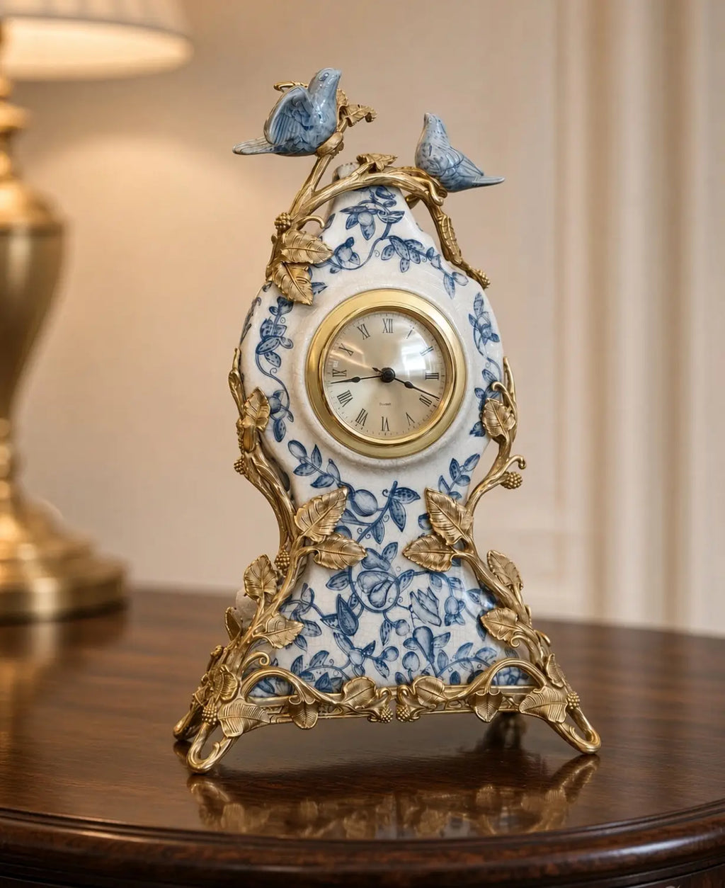 Gilded Songbird Porcelain Clock