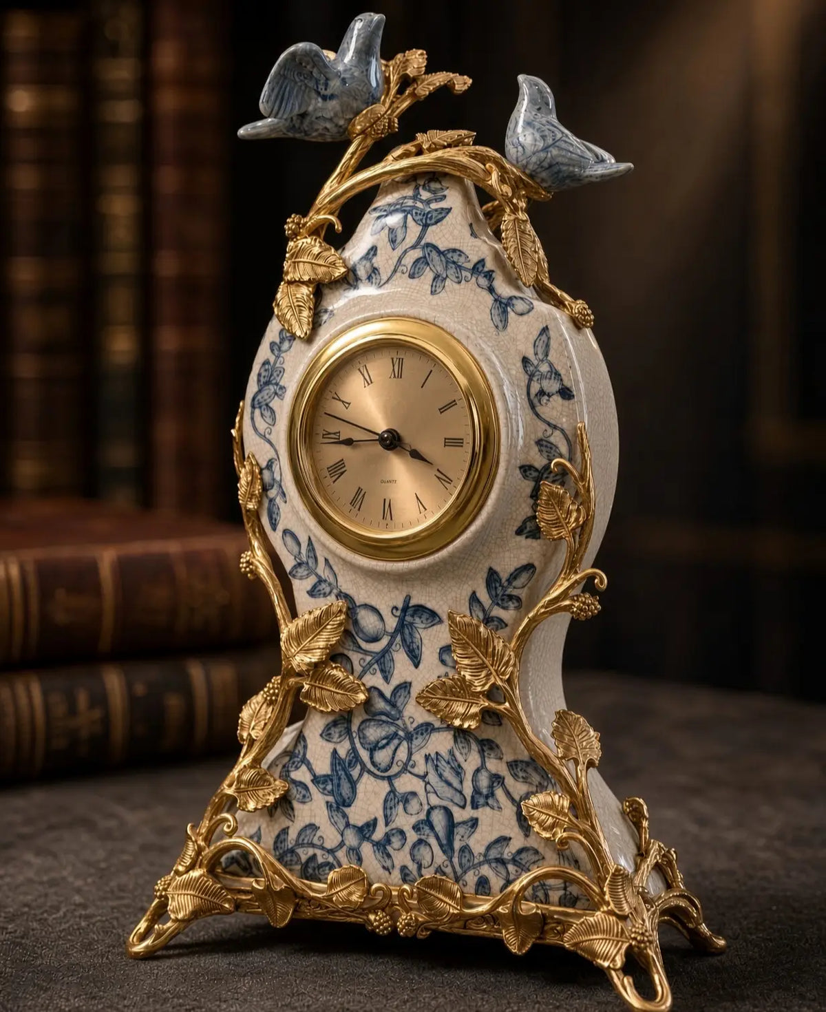 Gilded Songbird Porcelain Clock